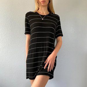 Brandy Melville Black and White Striped T-Shirt Dress